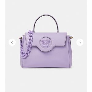 VERSACE LA MEDUSA MEDIUM LEATHER BAG LILAC